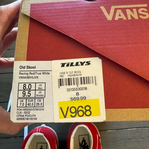 NWT Vans Unisex Closed-Toe Trainers ladies size 9.5 red/white - Picture 7 of 7